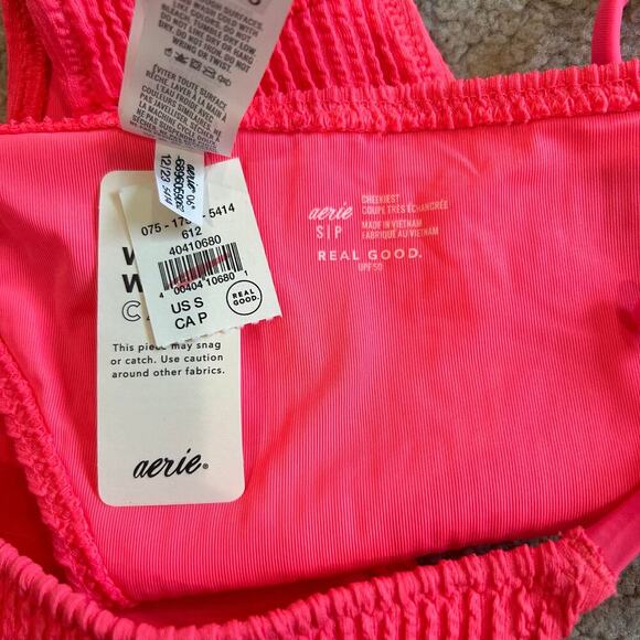 NWT Aerie Crinkle Cheekiest Tie Bikini Bottom Resort Pink Swim Surf Beach Size S - Picture 5 of 5